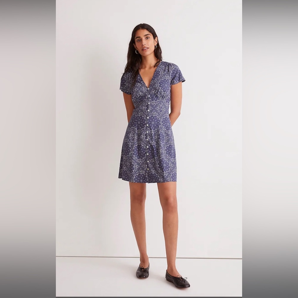 Madewell Shirred Button Front Mini Dress Size 2